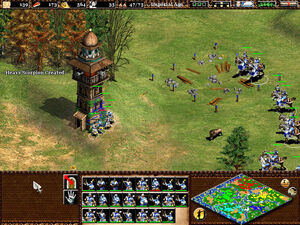 Assaulting my opponent's watchtower in AoE2