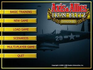Axis & Allies: Iron Blitz's title screen featuring some old WWII Aircrafts
